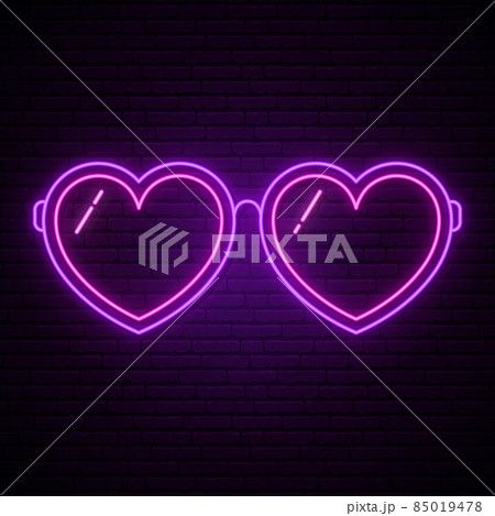 Neon glasses in the form of hearts. Neon glasses in the form of hearts. 85019478