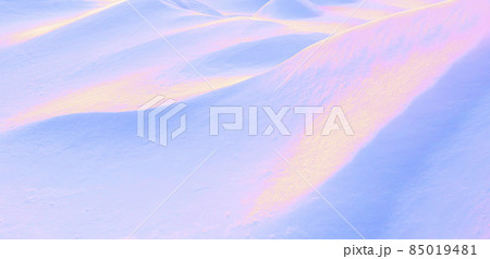 Abstract toned winter background. Surreal image in neon pink, blue and golden. Play of light and shadow on undulating slopes of white snowdrifts. Abstract toned winter background. Surreal image in neon pink, blue and golden. Play of light and shadow on undulating slopes of white snowdrifts. 85019481