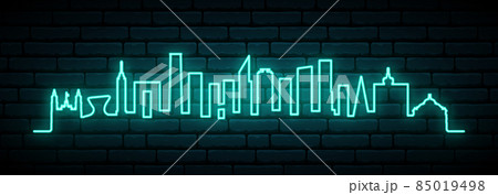 Blue neon skyline of Mexico city. 85019498