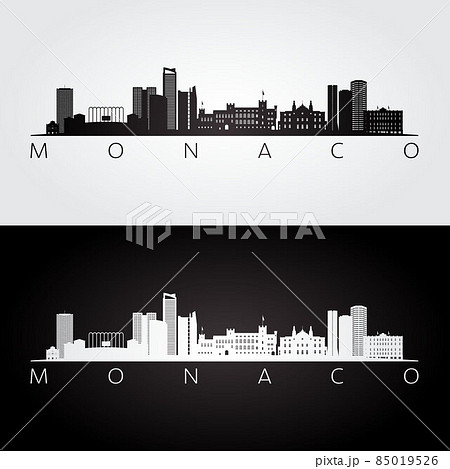 Monaco skyline and landmarks silhouette 85019526