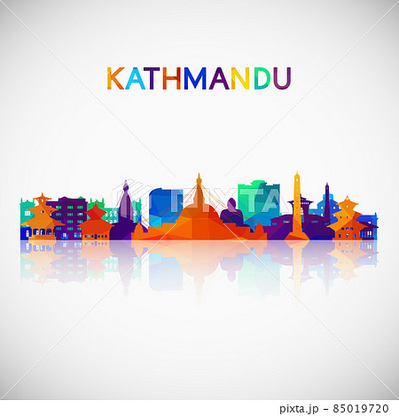 Kathmandu skyline silhouette in colorful geometric style.  85019720
