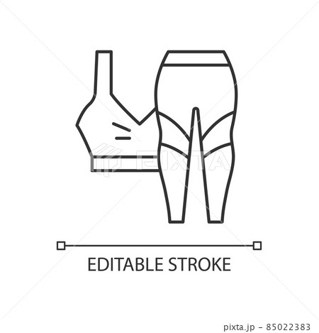 Workout clothes linear icon. Female sportswear. - Stock Illustration