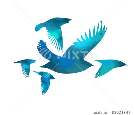 A flock of flying blue birds. Free birds. Vector illustration 85023342