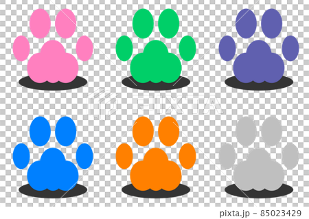 かわいい動物のカラフルな肉球イラストのイラスト素材
