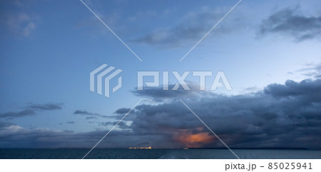 Dark Cloudscape over the West Coast of Pacific Ocean. Dark Cloudscape over the West Coast of Pacific Ocean. 85025941