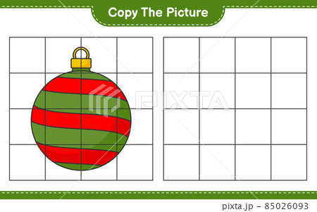 Copy the picture, copy the picture of Christmas Ball using grid lines. Educational children game, printable worksheet, vector illustration Copy the picture, copy the picture of Christmas Ball using grid lines. Educational children game, printable worksheet, vector illustration 85026093