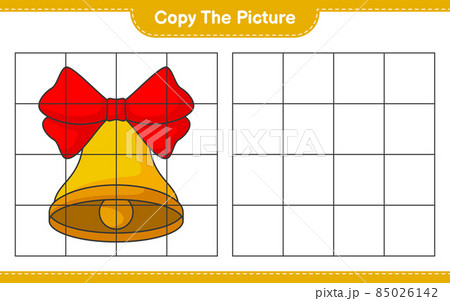 Copy the picture, copy the picture of Christmas Bell using grid lines. Educational children game, printable worksheet, vector illustration 85026142
