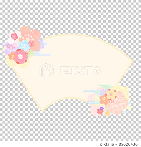 やさしい和風の花柄フレーム 背景透過 切り抜かれていますのイラスト素材