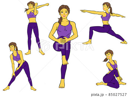 ストレッチをする、フィットネスインストラクターの女性5セット ストレッチをする、フィットネスインストラクターの女性5セット 85027527