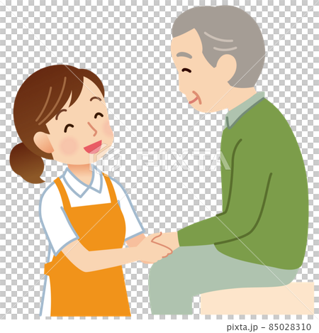 高齢者に話しかける介護士　介護　ヘルパー 85028310