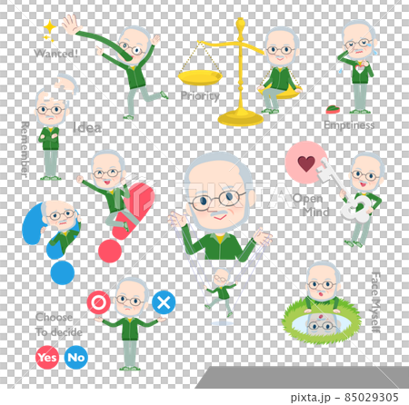 A set of white aged men in a green jersey with mental control 85029305