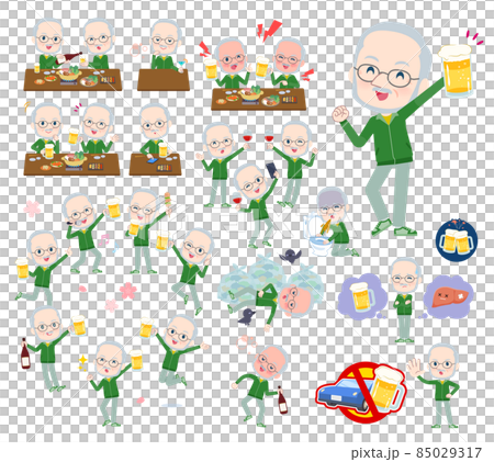 酒用綠色球衣白種人老人套裝 85029317