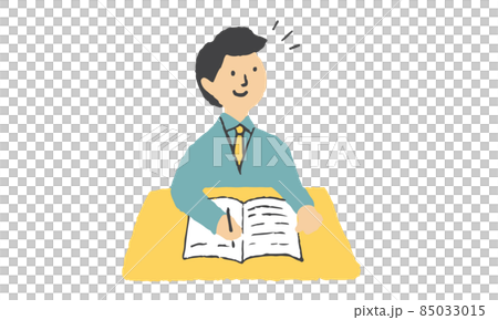 在教室裡學習的高中男生 85033015