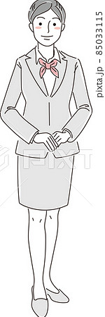 働く女性_受付嬢_シンプルカラー_全身_正面向き 85033115