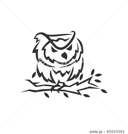 Owl standing on branch Icon Brand Template Isolated Owl standing on branch Icon Brand Template Isolated 85033361