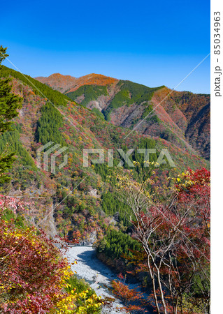 静岡県榛原郡川根本町　紅葉の寸又峡 85034963