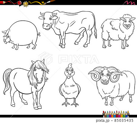cartoon farm animal characters set for coloring cartoon farm animal characters set for coloring 85035435
