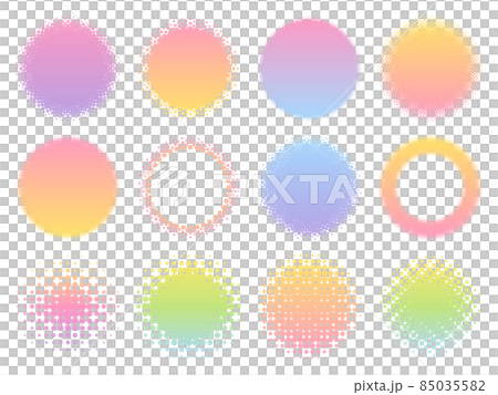 カラフルなドットグラデーションのフレームセット 85035582
