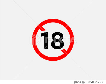 Plus 18 prohibition sign for people under eighteen years of age. For adults only. Vector illustration. 85035727