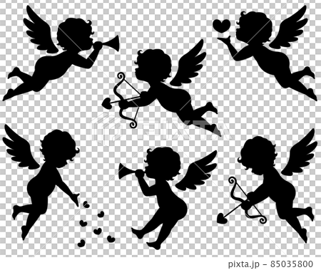 丘比特剪影插圖集 85035800