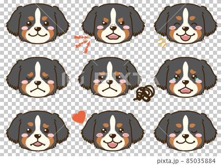 バーニーズマウンテンドッグの表情顔アイコンのイラスト素材
