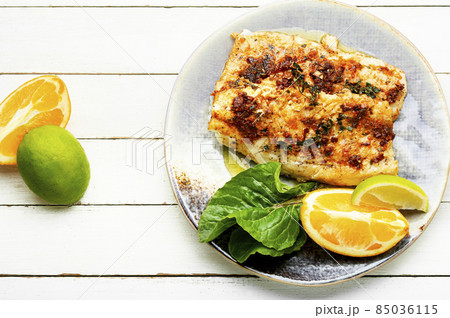 Roasted fish fillets. Roasted fish fillets. 85036115