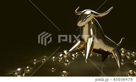 The gold bull on black background for business concept 3d rendering 85036479