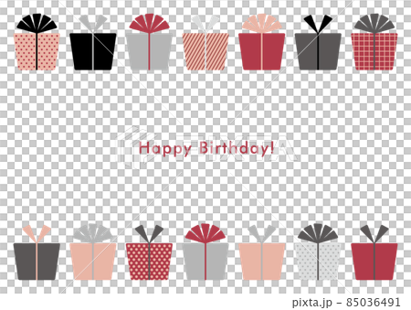 可愛いバースデーカードイラスト プレゼントとギフト happy birthday入り素材 85036491