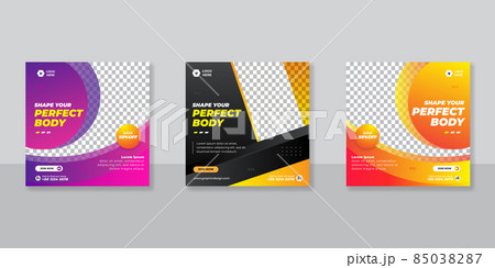 Gym and fitness social media post banner template. Gym and fitness social media post banner template. 85038287