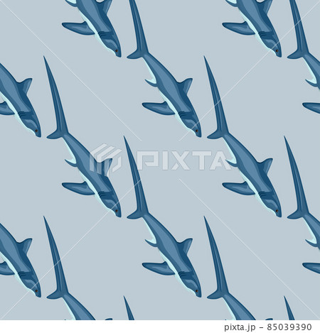 Thresher shark seamless pattern in scandinavian style. Marine animals background. Vector illustration for children funny textile. Thresher shark seamless pattern in scandinavian style. Marine animals background. Vector illustration for children funny textile. 85039390