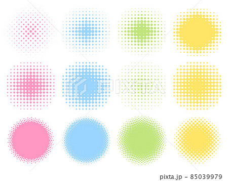 色々な円形のドットグラデーションのセットのイラスト素材