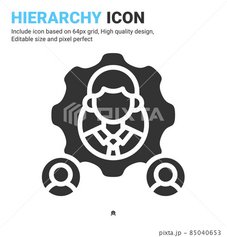 Hierarchy icon vector with glyph style isolated on white background. Vector illustration organization sign symbol icon concept for business, finance, industry, company, apps, web and project 85040653