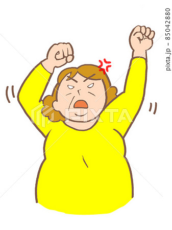 躁状態 突然激高し両手を振り上げる女性 躁状態 突然激高し両手を振り上げる女性 85042880