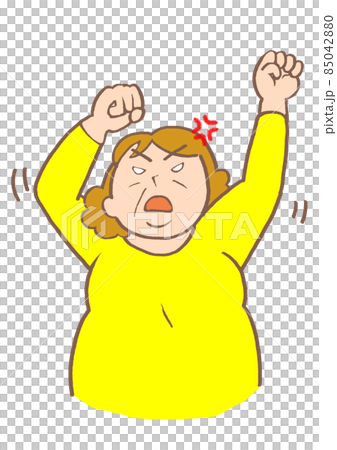 躁状態 突然激高し両手を振り上げる女性 躁状態 突然激高し両手を振り上げる女性 85042880