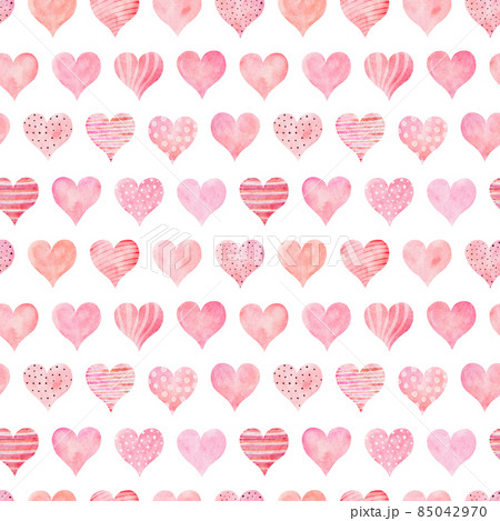 Watercolor seamless pattern with hearts isolated on white background. Hand drawn watercolor illustration. Watercolor seamless pattern with hearts isolated on white background. Hand drawn watercolor illustration. 85042970