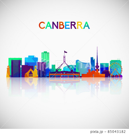 Canberra skyline silhouette in colorful geometric style 85043182