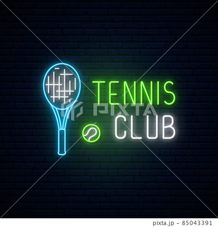 Neon tennis club sign. Neon tennis club sign. 85043391