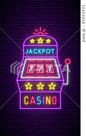 Slot machine neon sign. 85043435