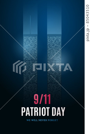 Patriot day banner with light building silhouettes on blue background. 85043510