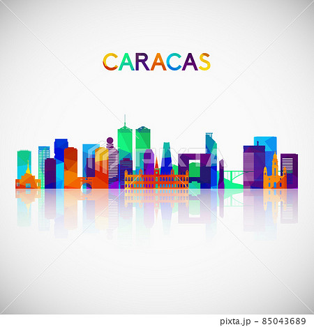 Caracas skyline silhouette in colorful geometric style 85043689