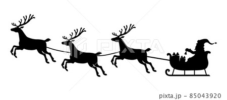 Silhouette Santa flying on deer sleigh Silhouette Santa flying on deer sleigh 85043920