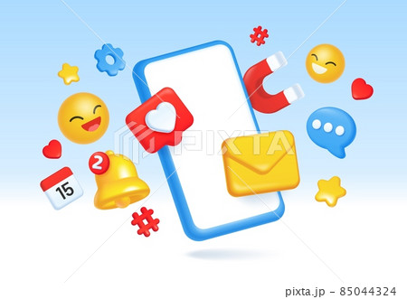 3d social media, digital marketing, online communication concept. Social network, mobile advertising and targeting vector illustration 3d social media, digital marketing, online communication concept. Social network, mobile advertising and targeting vector illustration 85044324