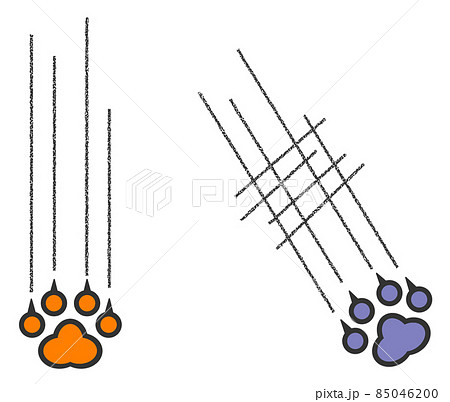 動物が爪を立てて傷を付けた傷跡のイラストのイラスト素材