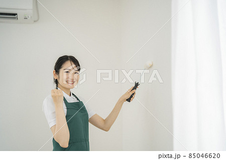 壁の塗装する女性(ローラー) 壁の塗装する女性(ローラー) 85046620