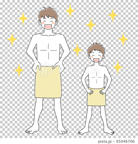 Illustration material of parent and child after taking a bath Illustration material of parent and child after taking a bath 85046706