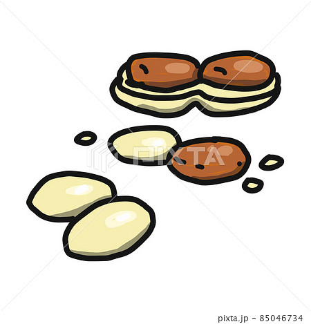柿ピー等のおつまみの定番 ピーナッツ 落花生 のイラストのイラスト素材