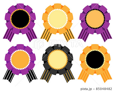 ハロウィンカラーのロゼットのイラストセットのイラスト素材