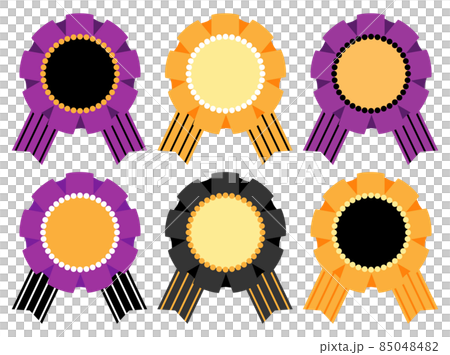 ハロウィンカラーのロゼットのイラストセットのイラスト素材