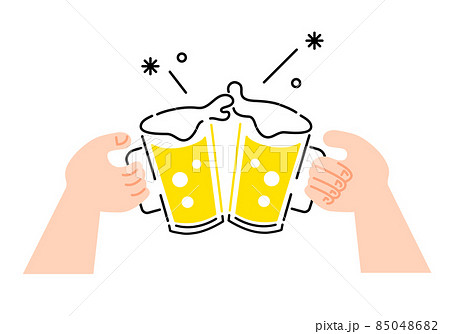 ビールジョッキで乾杯する手元のイラスト ビールジョッキで乾杯する手元のイラスト 85048682