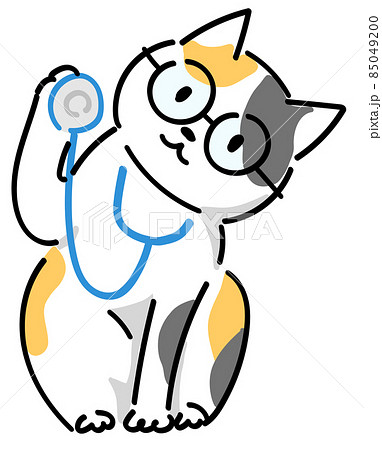 聴診器を出す三毛猫のお医者さん 85049200